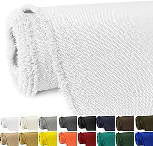 GeeComfy Waterproof Canvas Fabric by The Yard 58" W 600D Upholstery Polyester Material Indoor Outdoor Water Resistant Fabric for Chair Cushion Furniture Cover Sewing DIY Cloth, 1 Yard White