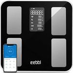 EEBBL Weight Scale for Body Fat with Handle, 20 Precise Body Biological Analyzer, Digital Bathroom Weighing Bluetooth Scale, Body Composition Monitor Health Analyzer 400 lbs - Black，with Baby/Pet Mode