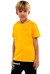 Double F Branded Cotton Bio wash Round Neck Half Sleeve Solid T-Shirt for Boys and Baby (7-8 Years, Golden Yellow)