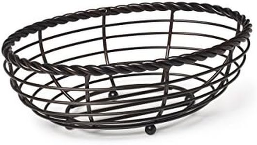 Gourmet Basics by Mikasa Rope Metal Oval Bread Basket, Black, 11-Inch -