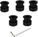 HoCenWay 5pcs GT2 Black Aluminum 20 Teeth Timing Belt Idler Pulley Synchronous Wheel bore 8mm for 3D Printer CNC Machine 6mm Width Timing Belt (8mm bore)