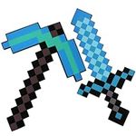 Vifcotlyp Pickaxe and Sword Toys, Sword and Pickaxe Combo Game Role-Play Accessory Sword Pick Foam Weapon Action Figure Accessory for Video Game Fans Kids (Blue)