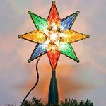 Twinkle Star Christmas Tree Toppers, 7.8" Lighted Colorful Xmas Star Treetop with 8-Point 10 Warm Lights Tree Star for Christmas Party Home Decorations, Multi Color