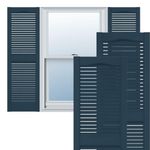 Lifetime Vinyl LL1S14X04300CB Standard Cathedral Top Center Mullion, Open Louver Vinyl Shutters, w/Installation Shutter-Lok's & Matching Screws (Per Pair), 14 1/2"W x 43"H, Classic Blue