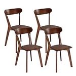 DELAVIN Soild Wood Dining Chairs Set of 4, Oak Wood Kitchen Chairs, Mid Century Modern Dining Room Chairs, Walnut