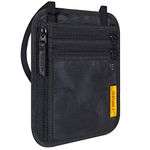 VENTURE 4TH Travel Wallet | RFID Passport Holder | Security Neck Pouch (Black)