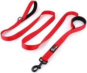 Primal Pet Gear Dog Leash 2.4m (8ft) Long - Traffic Padded Two Handle - Heavy Duty - Double Handles Lead for Control Safety Training - Leashes for Large Dogs or Medium Dogs - Dual Handles Leads,Red