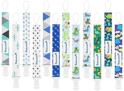 Smlpuame Baby Pacifier Clip for Boys,12 Pack Stylish Binky Clips Strap,Paci Holder with Clips Universal Lightweight Fits Most Pacifiers Teeher Toy Teething Ring Soothie,Baby Gifts