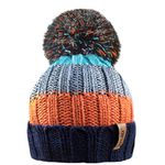 RockJock R80 Boys Ribbed Striped Thermal Insulating Bobble Hat - Multi