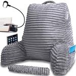 Homie Reading Pillow with Wrist Support, Has Arm Rests, and Back Support for Bed Rest, Lounging, Reading, Working on Laptop, Watching TV (Gray)