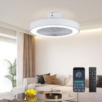 Depuley Ceiling Fans with Lights: 30W Smart Ceiling Fan - Remote Reversible 6 Speeds Low Profile Ceiling Fan for Bedroom - Dimmable Ceiling Light Fans White