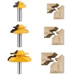 3pcs 1/2in 45 Degree Lock Miter Router Bit Setup Jig , Finger Joint Router Bits Woodworking Tools for 1/2in, 3/4in, 1in, Cutting Height Shank Router Bits for Woodworking Router Drill