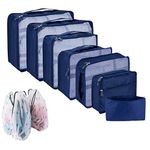 Packing Cubes for Suitcase 10 Sizes Suitcase Organizer Bags 10 Pcs (Dark Blue)