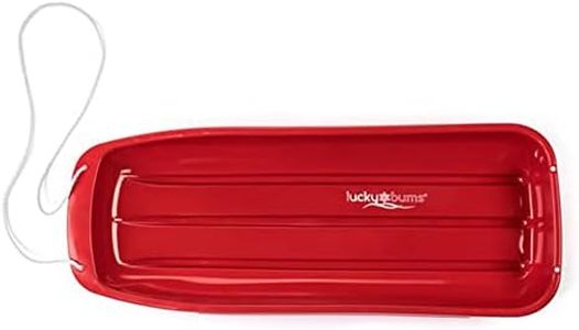 Lucky Bums Kids 48 Inch Single Person Plastic Snow Toboggan Sled for All Winter Conditions with Pull Rope for Children Ages 8 to 15, Red