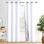 XWZO White Blackout Curtains 2 Panels - Heat and Full Light Blocking Window Panels with Grommets for Bedroom/Nursery, 84 Inches Long Thermal Insulated Draperies, White, W42 x L84, Set of 2