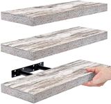 Sorbus Floating Shelves - 3 Pack 16 Inch Rustic Wall Shelves for Bedroom, Kitchen, Living Room, Bathroom Shelves, Home Decor, Office - Floating Shelf for Trophy, Books, Frames, Toilet Paper