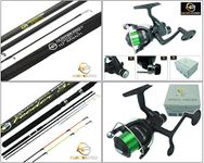 10ft Carbon Float Match Fishing Rod & Reel + 11ft Feeder Fishing Rod & Reel Set