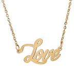 AOLO High Polished Gold Plated Love Words Xo Necklace Gold