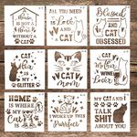 DIY Decorative Reusable Cat Letter Stencil Template for Crafts Scrabooking Painting on Cake,Cookie,Wood,Canvas,Floor,Wall (5.9 x 5.9 Inch), Set of 9