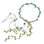 DDazzling Flower Crown Floral Wreath Headband Floral Garland Headbands photo props (Blue)