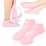 Silicon Heel Socks (1 pair) Heel for Crack Spa Gel Socks for Women and Men, Feet Protector Crack Heel Repair Socks with Moisturizing Natural Oil and Vitamin E Repair Dry (Pink) (Free Size)