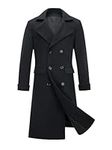 INVACHI Mens Long Trench Coat Doubl