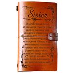 PRSTENLY Sisters Gifts from Sister Leather Journal, To My Sister Gifts 140 Page Refillable Notebooks, Graduation Mothers Day Valentines Day Christmas Gifts for Sister from Sister Brother