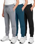 Real Essentials 3 Pack: Boys' Cotton Fleece Jogger Sweatpants - Active Athletic Youth Pants for Teens with Pockets-Set 13,XS(6-7)