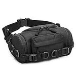 CamGo Tactical Waist Pack Portable Fanny Pack Outdoor Hiking Travel Large Army Waist Bag Military Waist Pack for Daily Life Cycling Camping Hiking Hunting Fishing Shopping (Black 01)