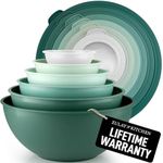 Zulay Kitchen 12 Piece Plastic Mixing Bowls with Lids Set - Colorful Mixing Bowl Set for Kitchen - Nesting Bowls with Lids Set - Microwave and Freezer Safe (Turquoise Ombre)