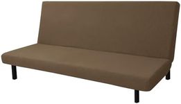 JIVINER Stretch Futon Cover Universal Armless Sofa Slipcover Non Slip Spandex Sofa Bed Without Armrest Cover Soft Spandex Futon Slipcover with Elastic Bands (Futon, Brown)