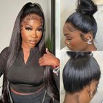 360 Lace Front Wigs Human Hair Straight Lace Front Wigs Human Hair 360 Wig Human Hair Full Lace Pre Plucked with Baby Hair HD Transparent Lace Frontal Wigs for Women 180% Density 22 inch