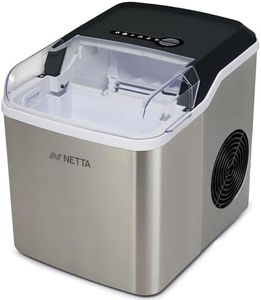 NETTA Ice Maker Machine for Home Use Makes Cubes in 10 Minutes - Large 12kg Capacity 1.8L Tank - No Plumbing Required - Includes Scooper and Removable Basket - Stainless Steel & Black