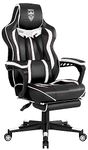 Vonesse Gaming Chair White with Footrest PC Computer Gaming Chair with Massage Gamer Chair Big and Tall Game Chair Ergonomic Gaming Chair Racing Chair Office Chair for Heavy People Chaise Gaming