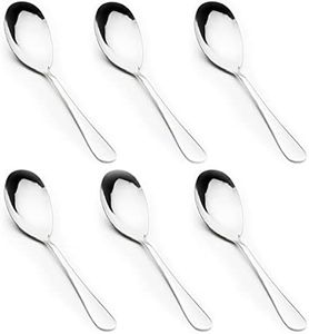 6 PCS Buffet Serving Spoons - Stainless Steel Tablespoons for Banquet Service Large Spoon Set for Cooking Baking Stirring Mixing Silverware for Parties Soup Tablespoon Restaurant & Catering Supplies