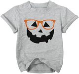 Toddler Halloween Shirt Boys Girls Pumpkin Face Ghost Shirts Jack O' Lantern Tops Kids Halloween Outfit Short Sleeve Tee