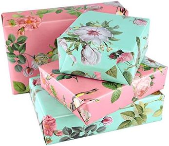PLULON 6 Sheets Floral Birthday Gift Wrapping Paper, Wrapping Paper for Wedding, Birthdays, Valentines, Christmas