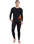 MANCYFIT Thermal Underwear for Men Long Johns Set Fleece Lined Ultra Soft Black Medium