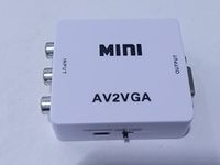 Terabyte Mini (AV to VGA) AV RCA to VGA Video with Audio AV2VGA UP Scaler 1080P HD Video Converter (White, for TV) 02