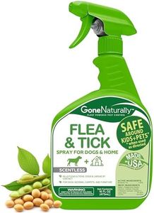 GoneNaturally Flea and Tick Spray for Dogs & Home – Scentless Plant-Based Dog Flea Spray with No Essential Oils – Kills Fleas, Ticks, Eggs & Larvae on Carpets, Bedding & Direct on Fur (16oz)