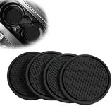 Sodcay 4 PCS Car Cup Holder Coaster, 2.75In PVC Anti Slip Cup Holder Insert Coaster, Honeycomb Waterproof Fixed Tea Coaster, Universal for Vehicle Interior Cup Mats (Black)