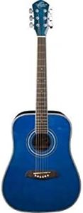 Oscar Schmidt 6 String OGHS 1/2 Size Dreadnought Acoustic Guitar. Trans, Right, Transparent Blue (OGHSTBL-A)