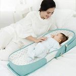 SUNVENO Infant Travel Crib Portable Travel Bed Foldable Newborn Travel Bassinet Backpack with Soft 100% Cotton Mattress, Baby Lounger Beside Sleeper Multi-Function for 0-12 Months, Green