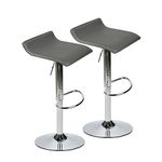 Set of 2 Adjustable Swivel Barstools, PU Leather Bar Stool with Chrome Base, Gaslift Pub Counter Chairs,Grey