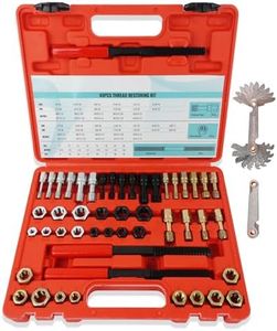 KUNGJUER 51PCS Thread Restorer Tool,Thread Repair Tool Kit with 22 Taps 24 Dies 3 Thread Files 2 Thread Gauges,Master Thread Rethreading Kit UNC UNF & Metric Thread Chaser Set,Rethread Repair Tool
