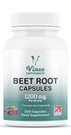 Vinco Beetroot Capsules - 1200mg Organic BeetRoot Powder Per Serving - UK-Made, Non-GMO, Gluten-Free, Vegan Food Beet Root Supplements - Support Blood Pressure, Digestion, Immune System - 200 Capsules