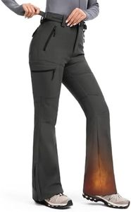 Moosehill Women's-Snow-Ski-Pants Water-Resistant Fleece Lined Winter Hiking Snowboard Thermal Insulated 5 Pockets(Dark Grey, 14, 31")