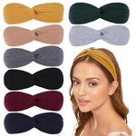 XTREND 8 Pcs Headbands for Women Cross Knotted Elastic Headbands Yoga Workout Headbands Non-Slip Soft Headbands Solid Color Simple Versatile Hair Accessory Headbands