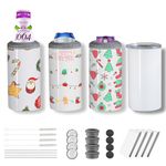 MURRICON 16 oz Sublimation Tumblers Blanks Straight,4-in-1 Sublimation Skinny Can Cooler,Stainless Steel Insulated Sublimation Tumblers,with Lid and Straw,4 Pack