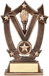 Decade Awards Victory 3D Gold Sport Stars Trophy - Star Victor Award - 6.25 Inch Tall - Customize Now